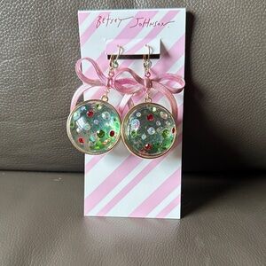 Betsey Johnson Holiday Globe Ornament Earrings